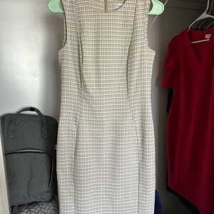 Calvin Klein Cream Sheath Midi Dress